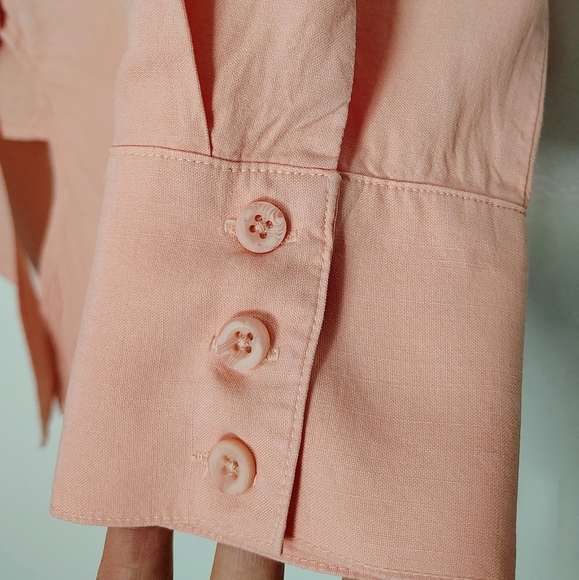 Cloth & Stone By Antropologie Tie-Front Blouse Peach Buttons Lyocell sz M. - Picture 4 of 14